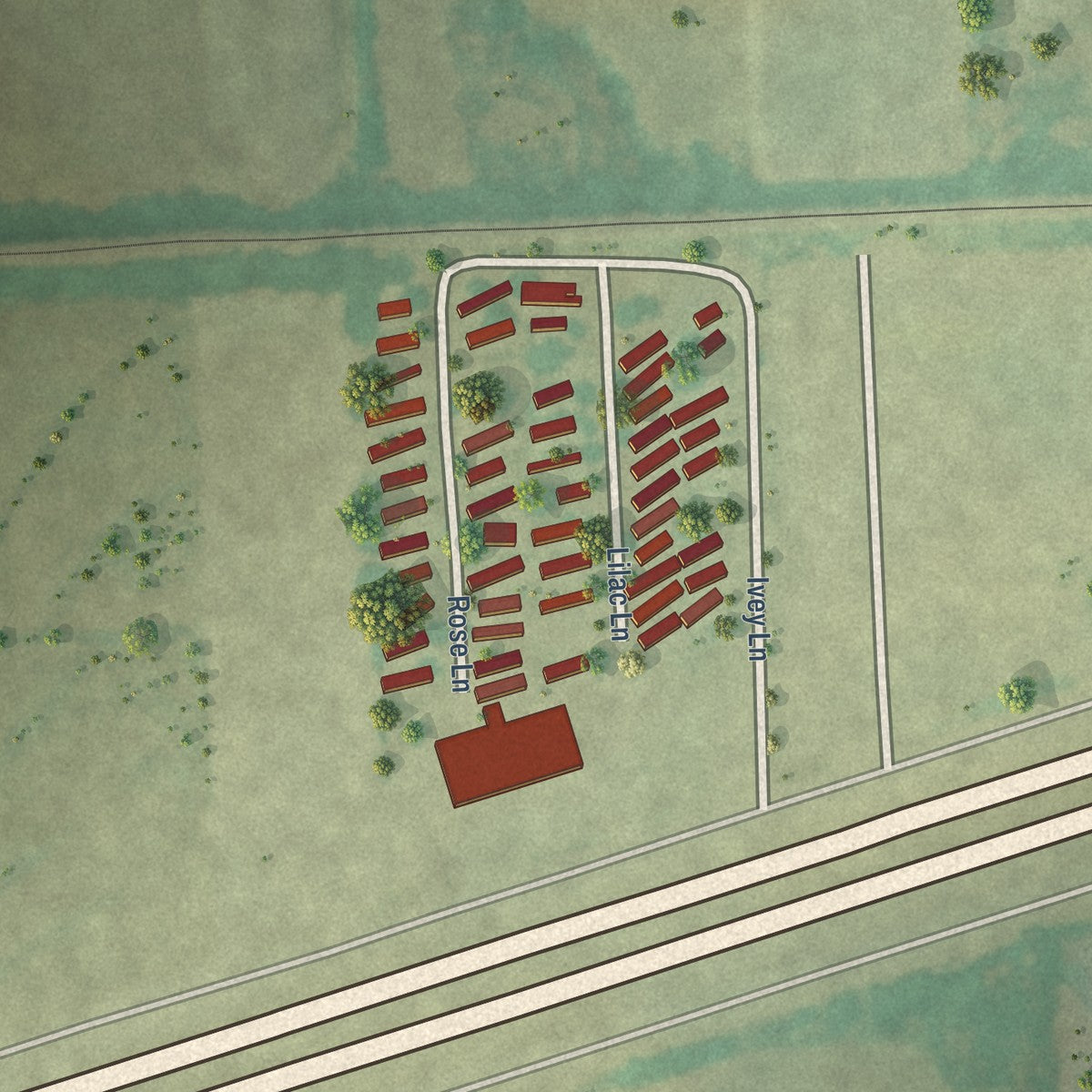 Close-up of the map of Mobile City, Texas print showing street and building detail