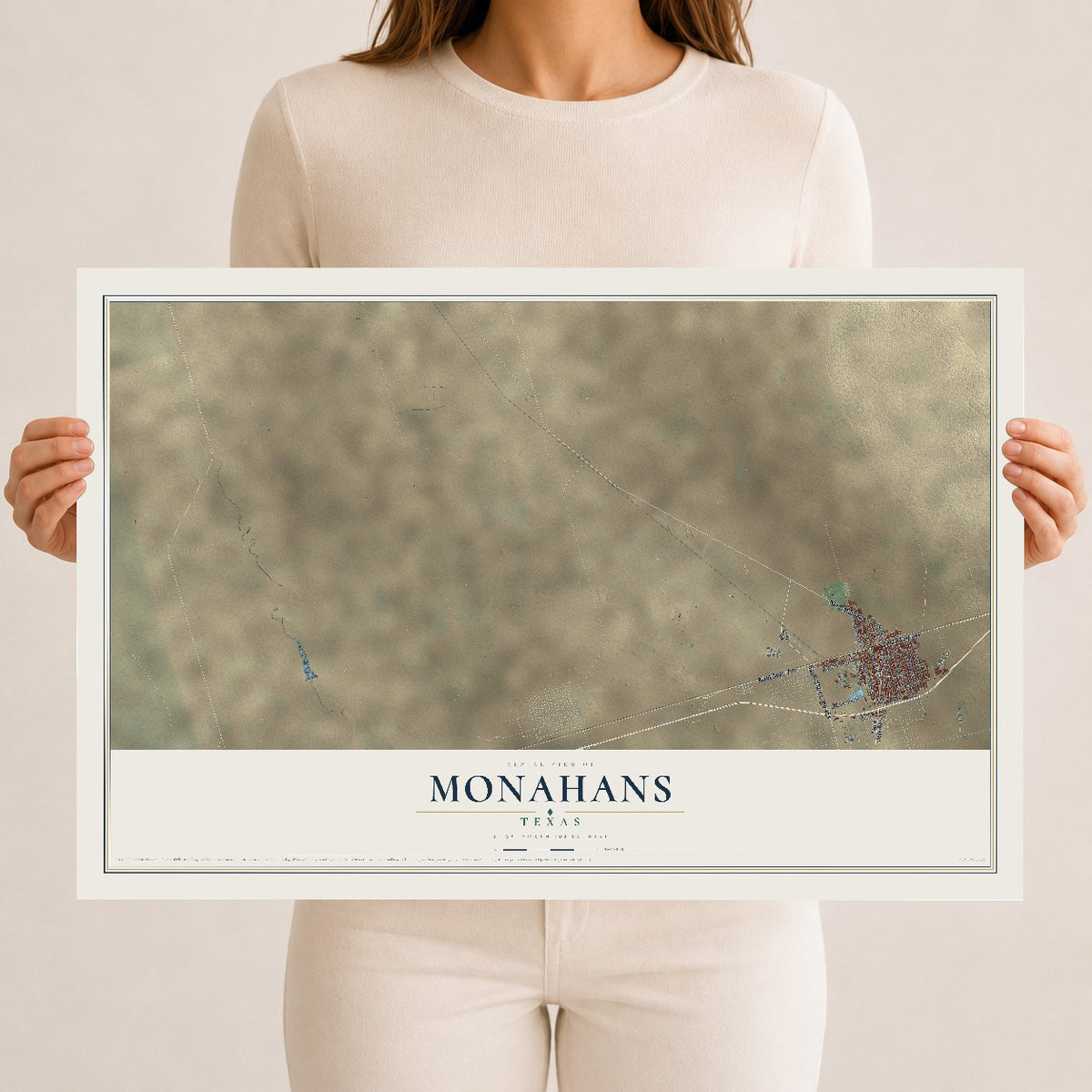 Map of Monahans, Texas, 12 x 18 inch unframed archival matte print