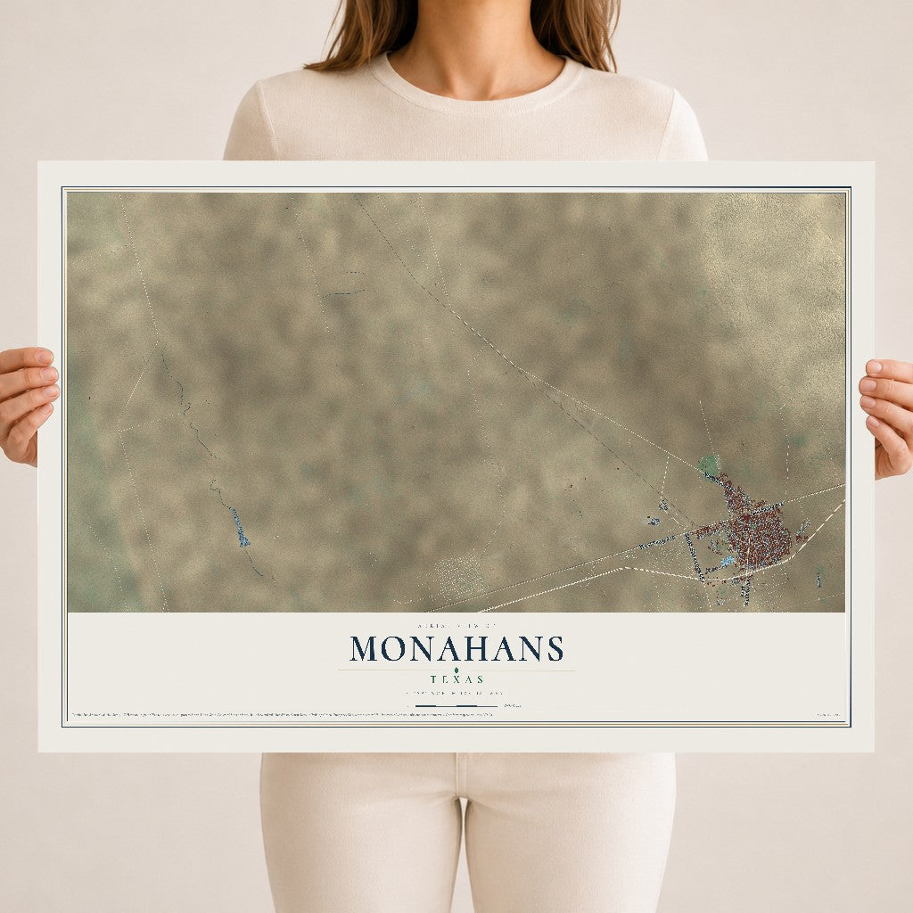 Map of Monahans, Texas, 18 x 24 inch unframed archival matte print