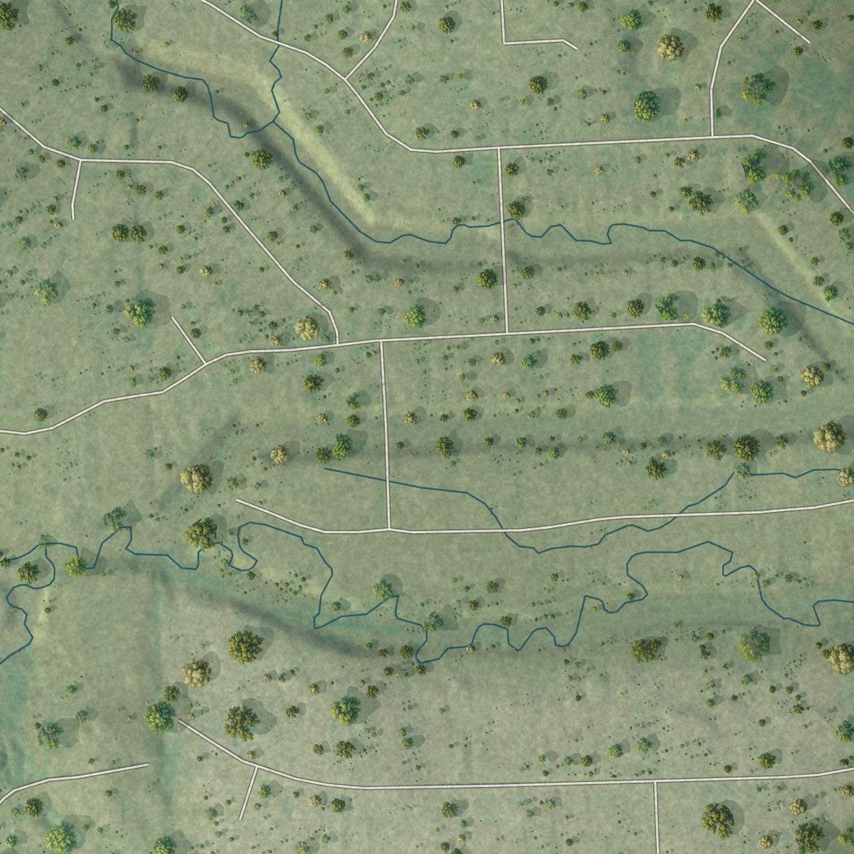 Second close-up of the map of Montgomery, Texas print showing more streets and buildings