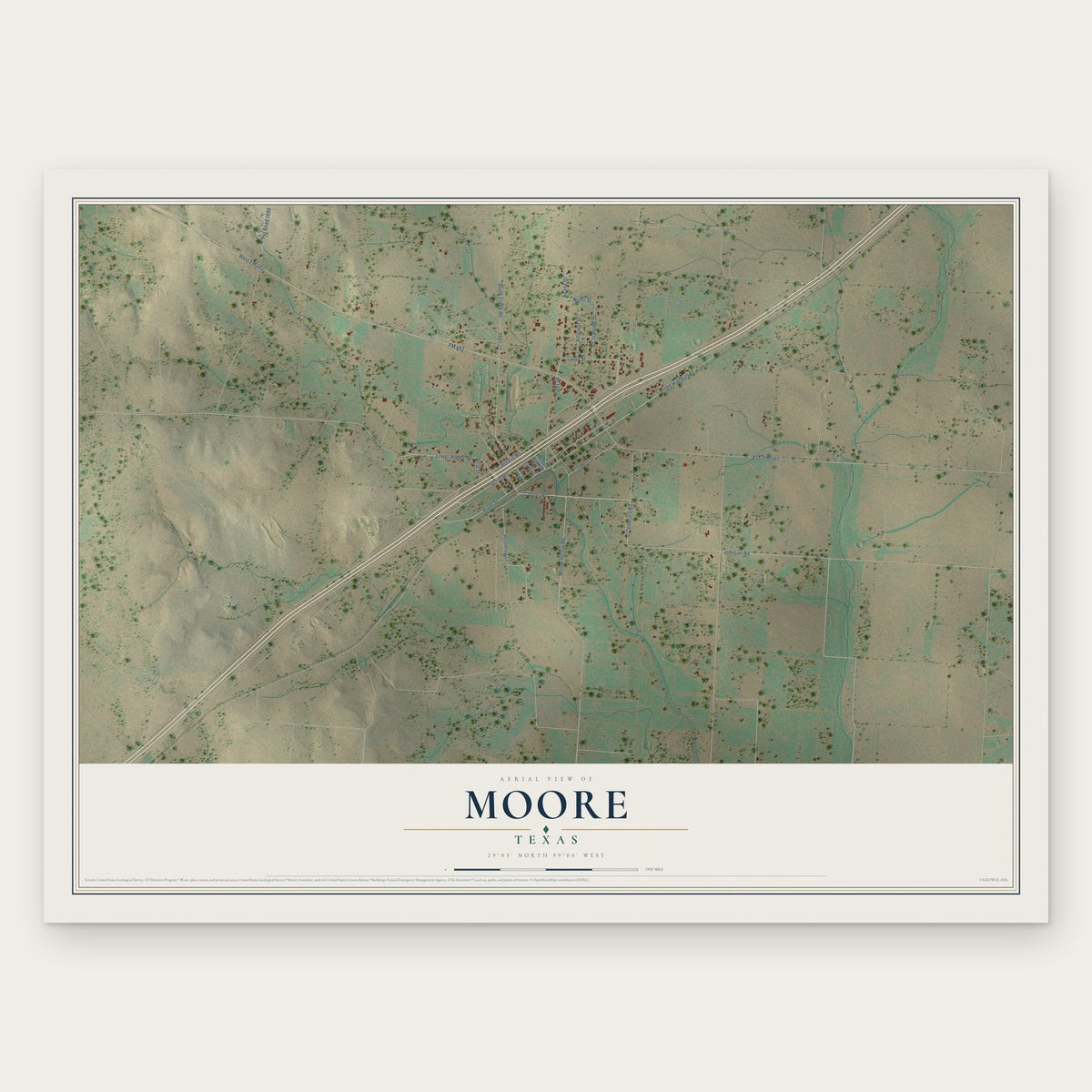Moore, Texas map print, the full design