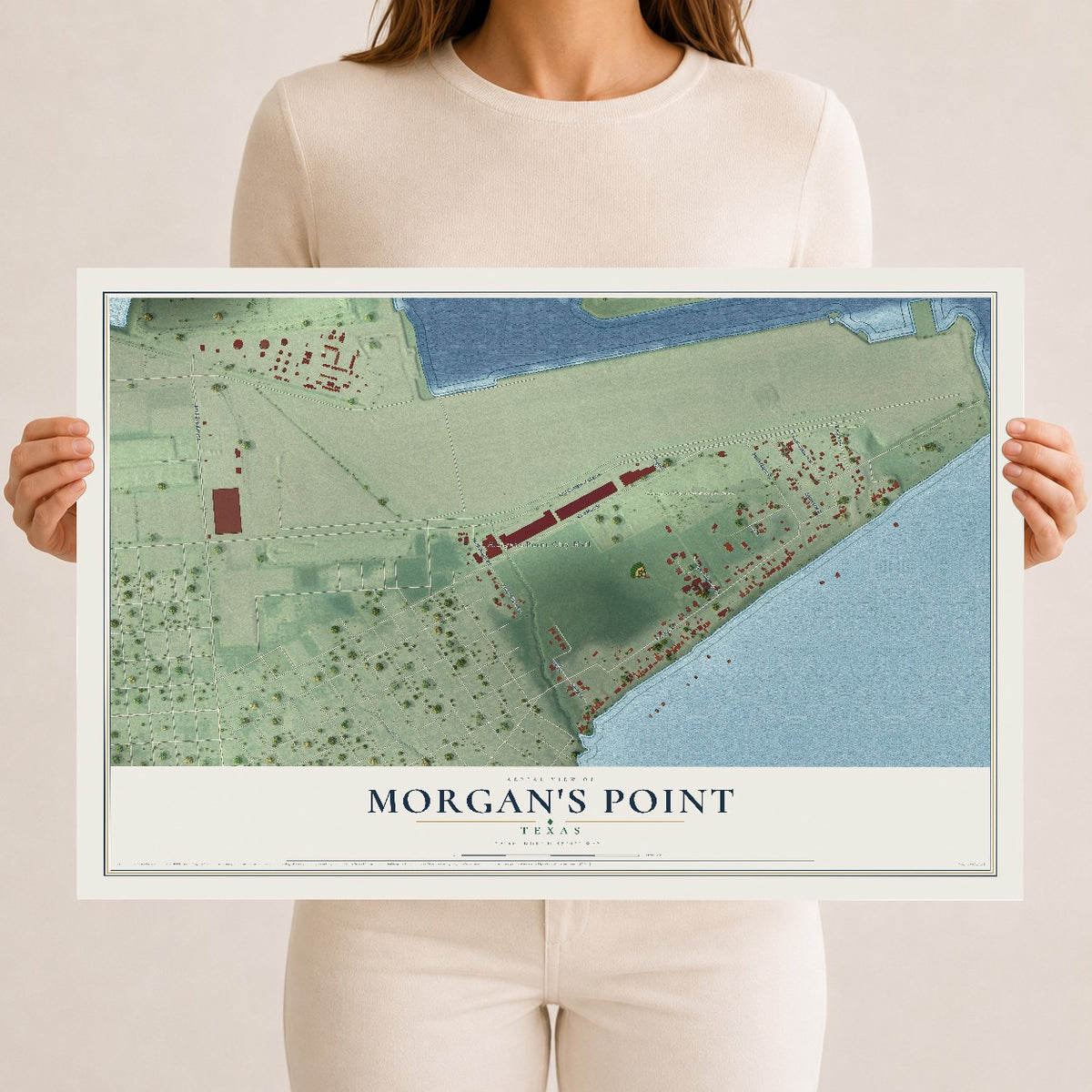 Map of Morgan's Point, Texas, 12 x 18 inch unframed archival matte print
