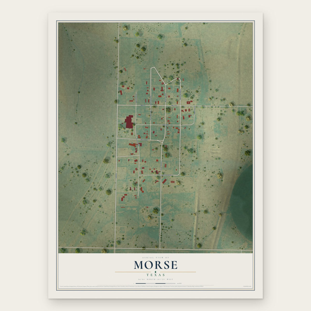 Morse, Texas map print, the full design