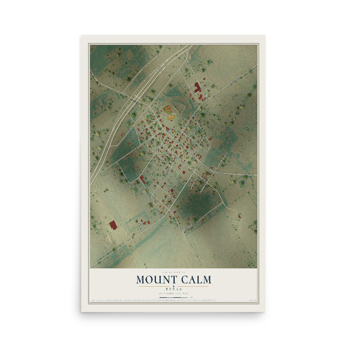 Map of Mount Calm, Texas, 12 x 18 inch unframed archival matte print