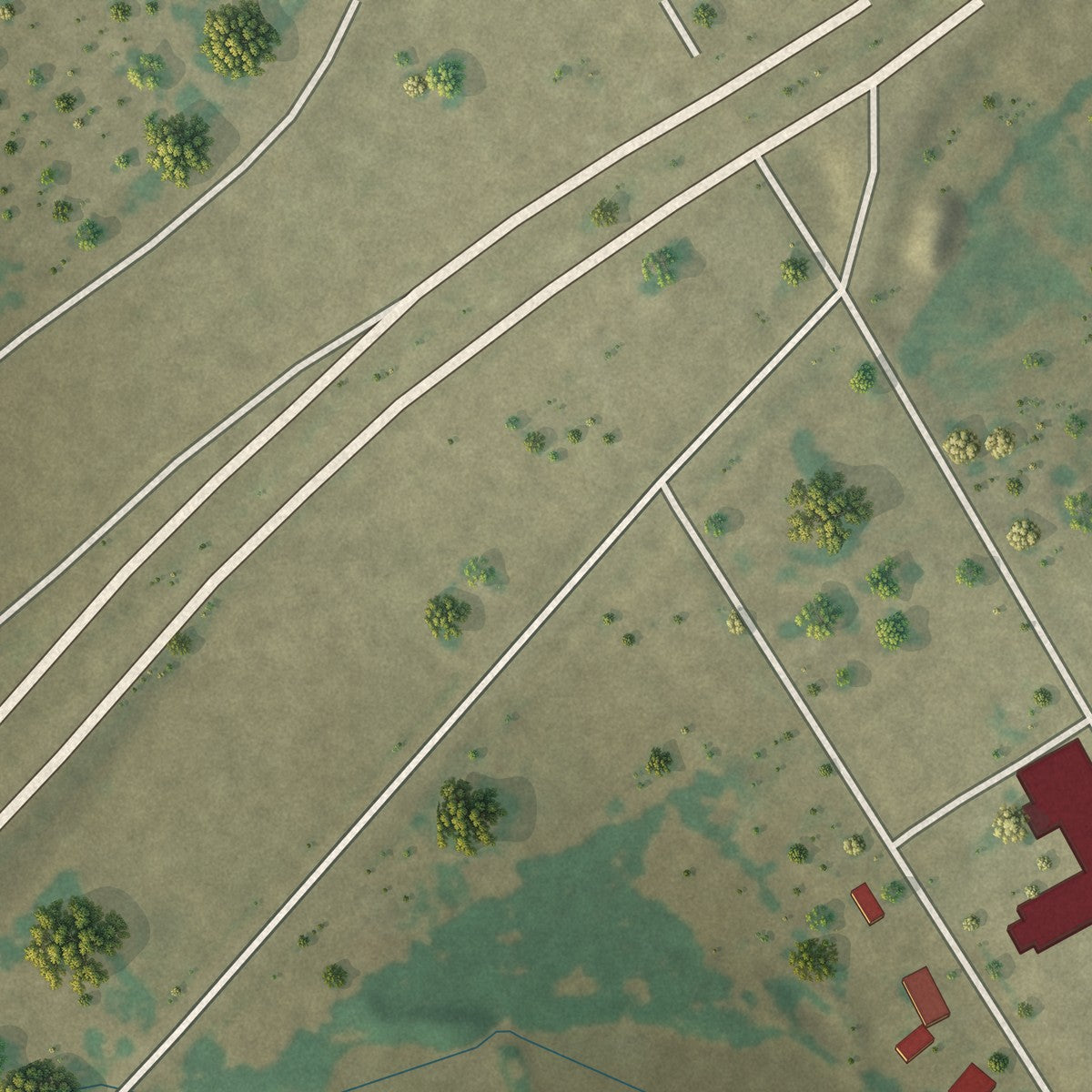 Second close-up of the map of Mount Calm, Texas print showing more streets and buildings