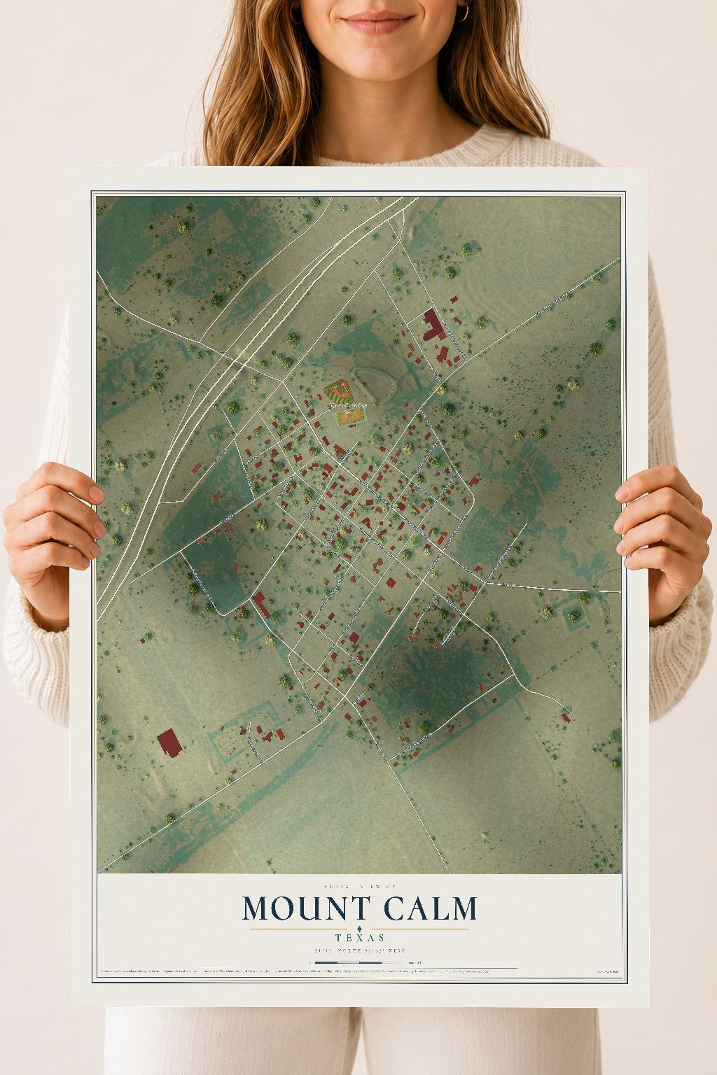 Map of Mount Calm, Texas, 18 x 24 inch unframed archival matte print