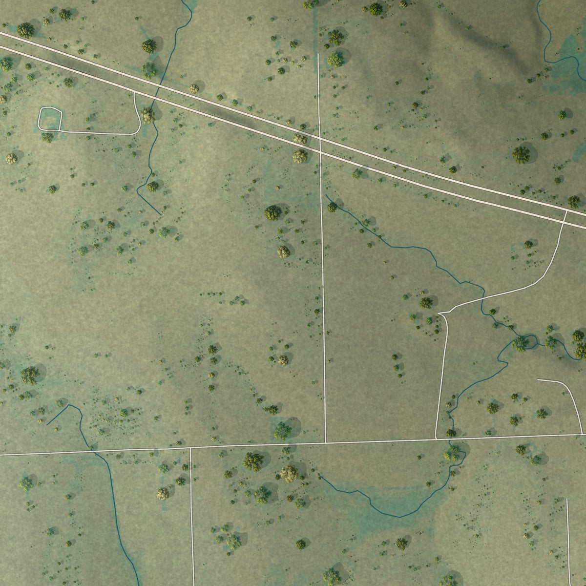 Second close-up of the map of Muenster, Texas print showing more streets and buildings