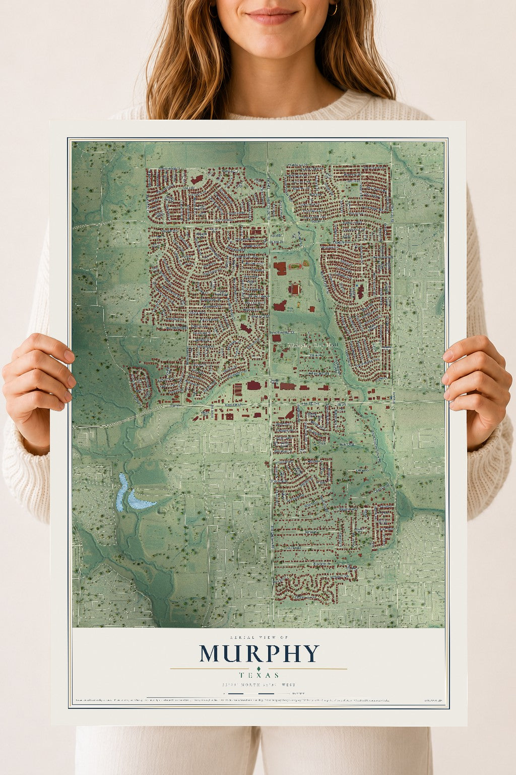Map of Murphy, Texas, 18 x 24 inch unframed archival matte print