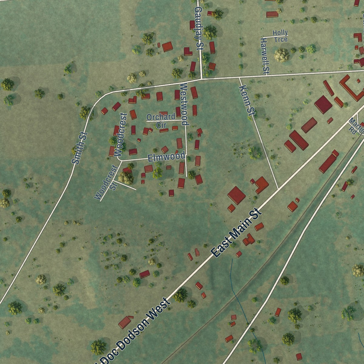 Second close-up of the map of Naples, Texas print showing more streets and buildings