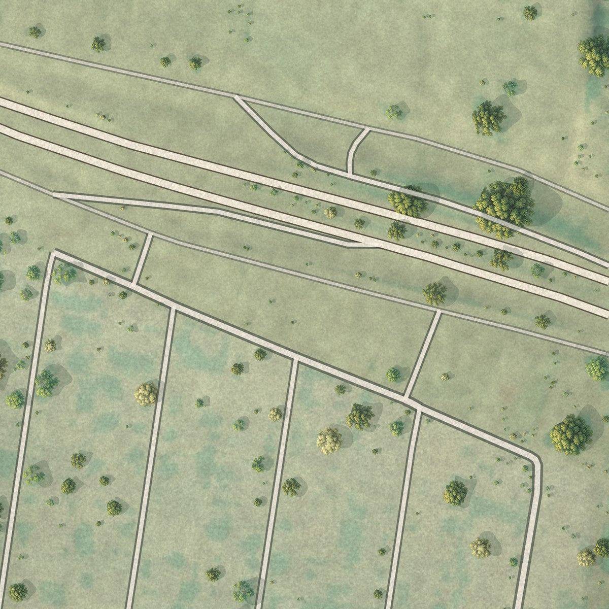 Close-up of the map of Narciso Pena, Texas print showing street and building detail