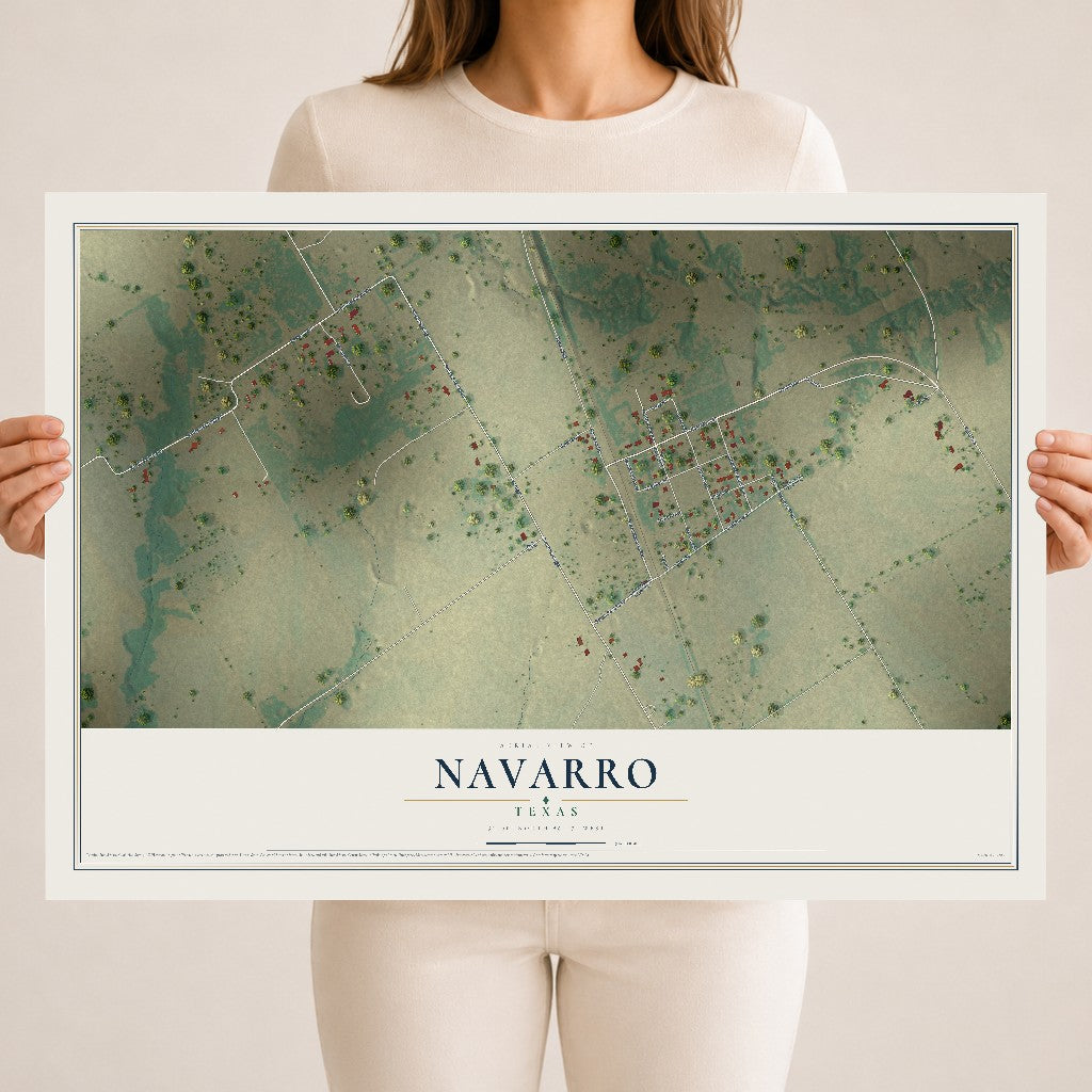 Map of Navarro, Texas, 18 x 24 inch unframed archival matte print