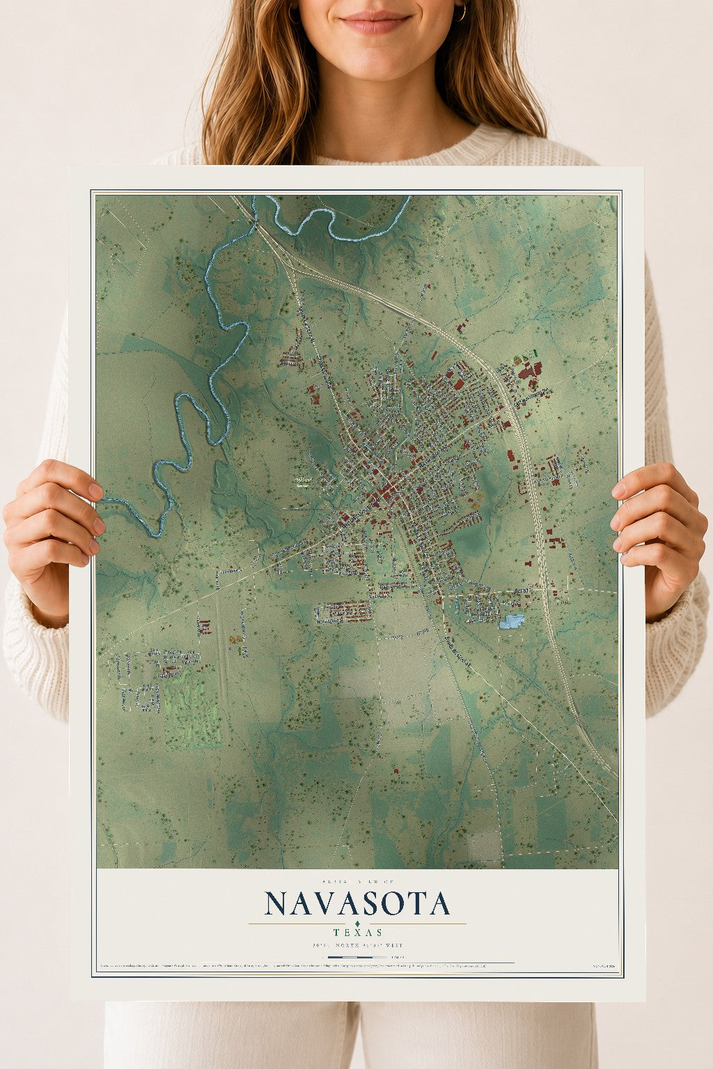 Map of Navasota, Texas, 18 x 24 inch unframed archival matte print
