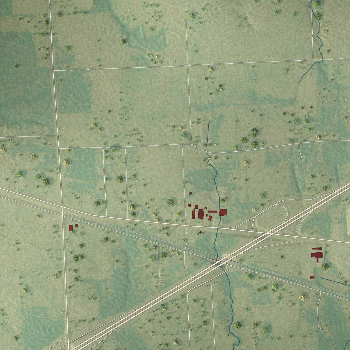 Second close-up of the map of New Boston, Texas print showing more streets and buildings