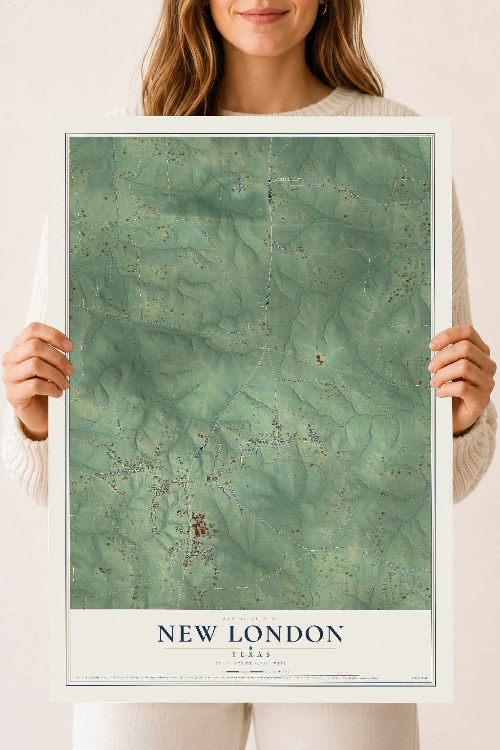 Map of New London, Texas, 18 x 24 inch unframed archival matte print