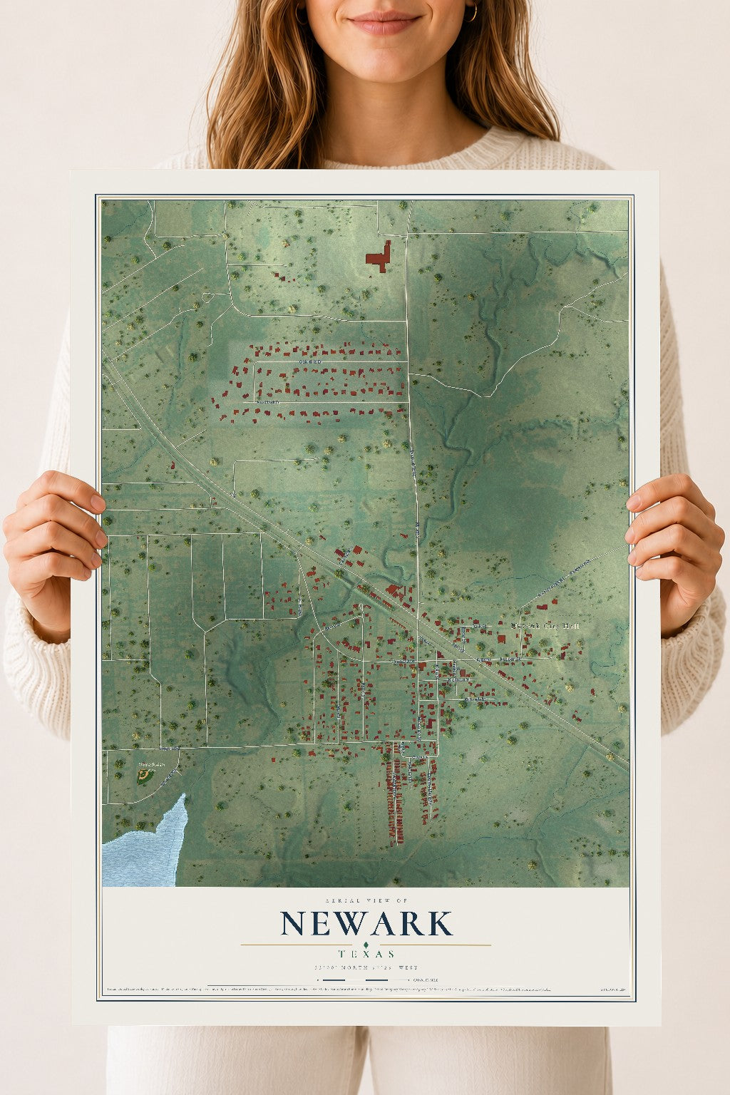 Map of Newark, Texas, 18 x 24 inch unframed archival matte print