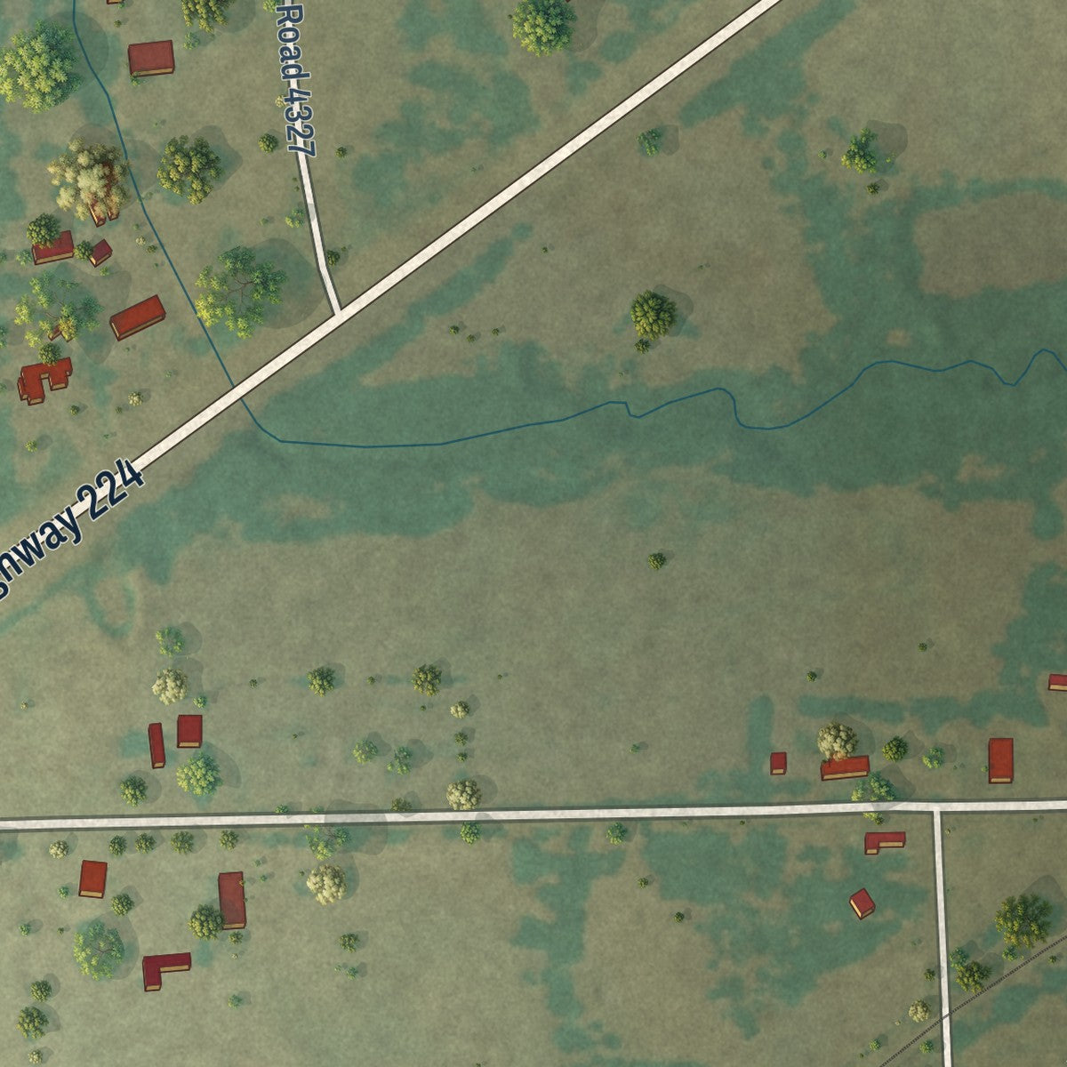Second close-up of the map of Neylandville, Texas print showing more streets and buildings