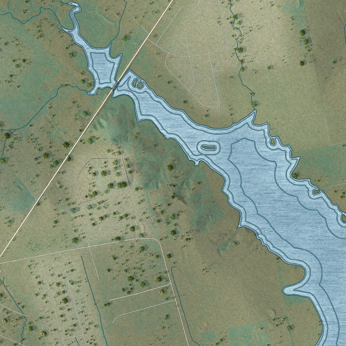 Second close-up of the map of Niederwald, Texas print showing more streets and buildings