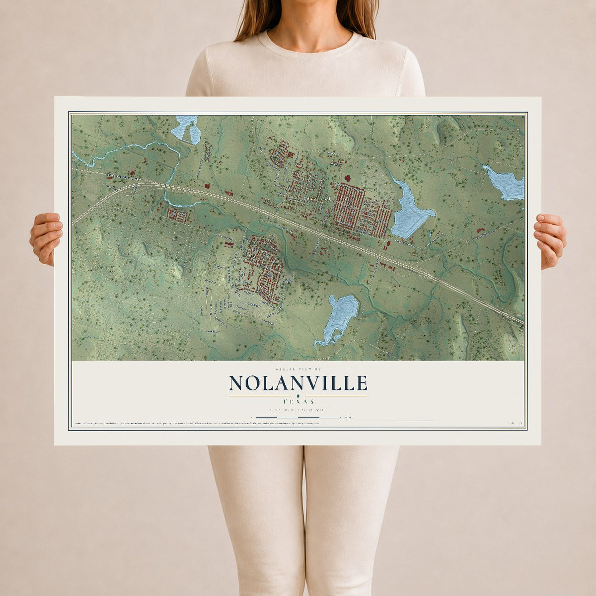 Map of Nolanville, Texas, 24 x 36 inch unframed archival matte print