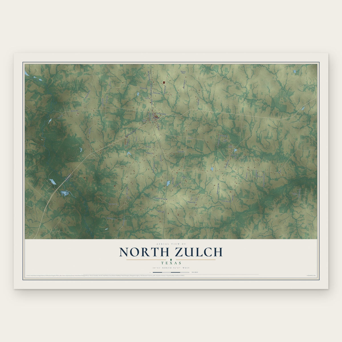 North Zulch, Texas map print, the full design