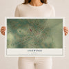 Map of Oakwood, Texas, 12 x 18 inch unframed archival matte print