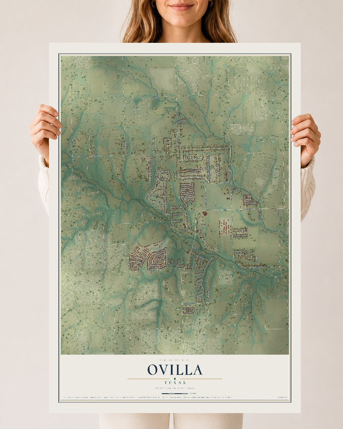 Map of Ovilla, Texas, 24 x 36 inch unframed archival matte print