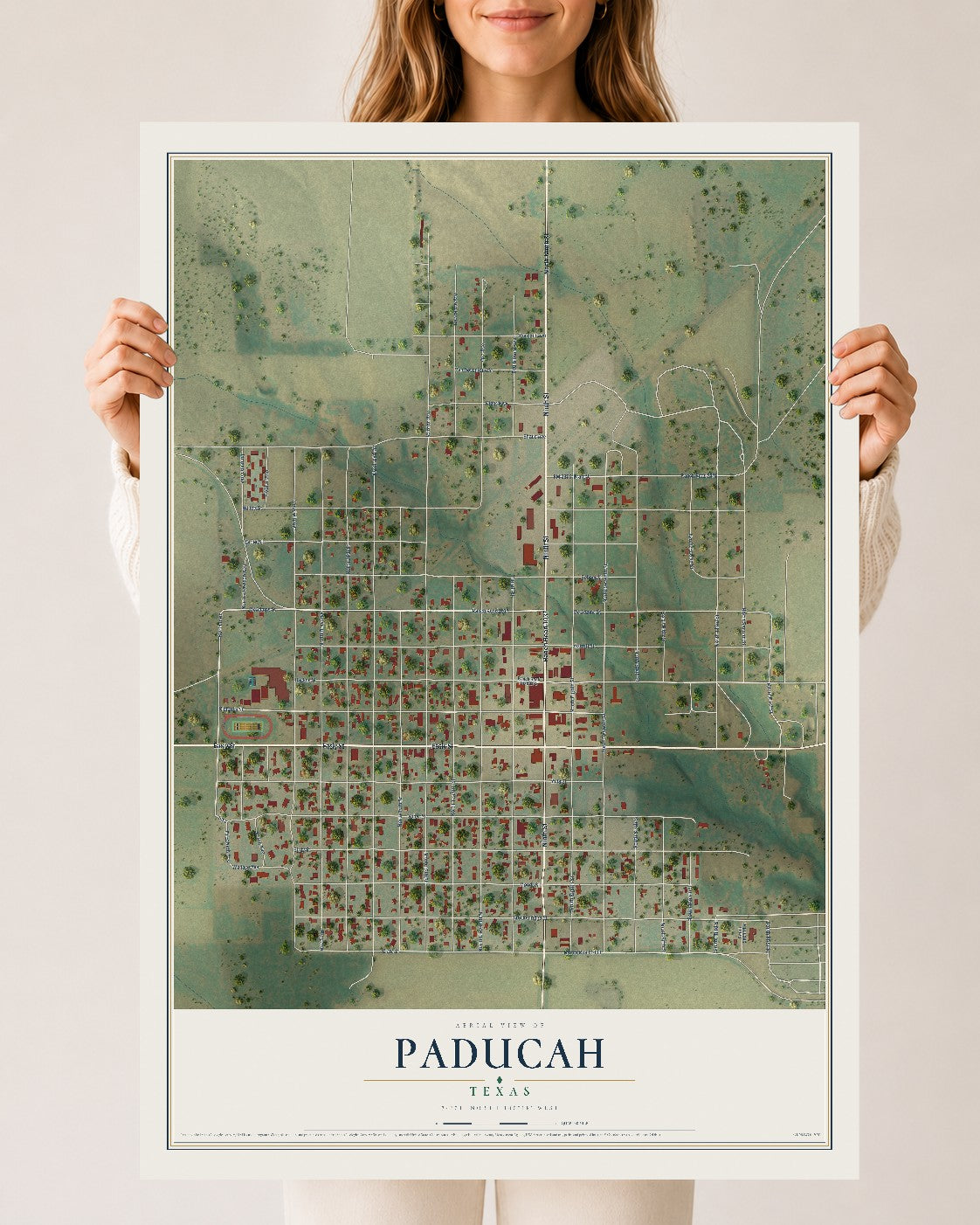 Map of Paducah, Texas, 24 x 36 inch unframed archival matte print