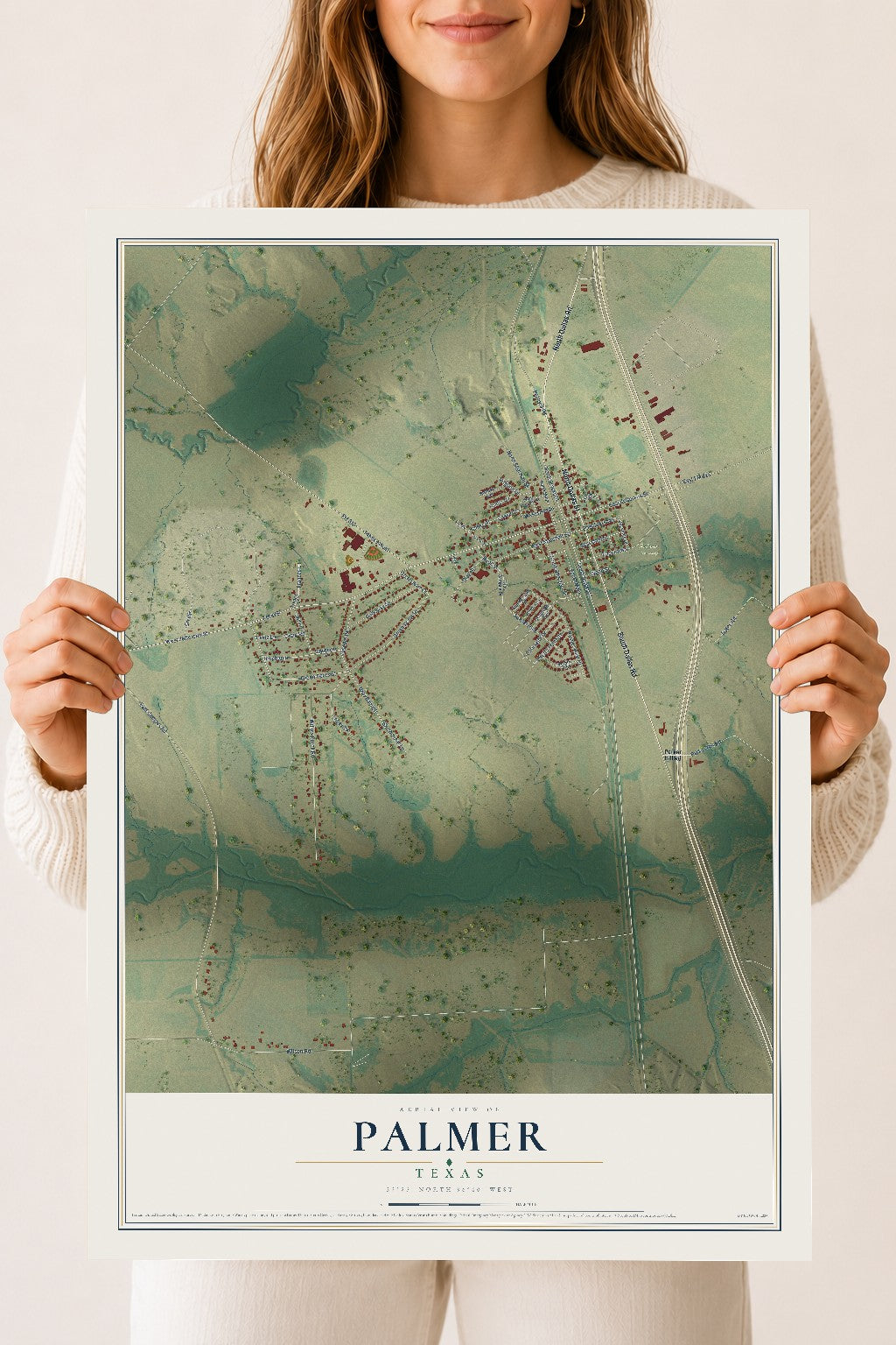 Map of Palmer, Texas, 18 x 24 inch unframed archival matte print