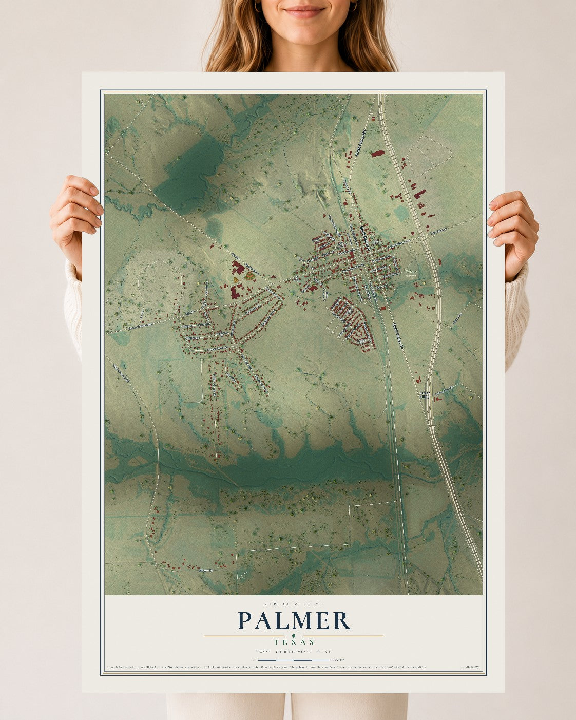Map of Palmer, Texas, 24 x 36 inch unframed archival matte print