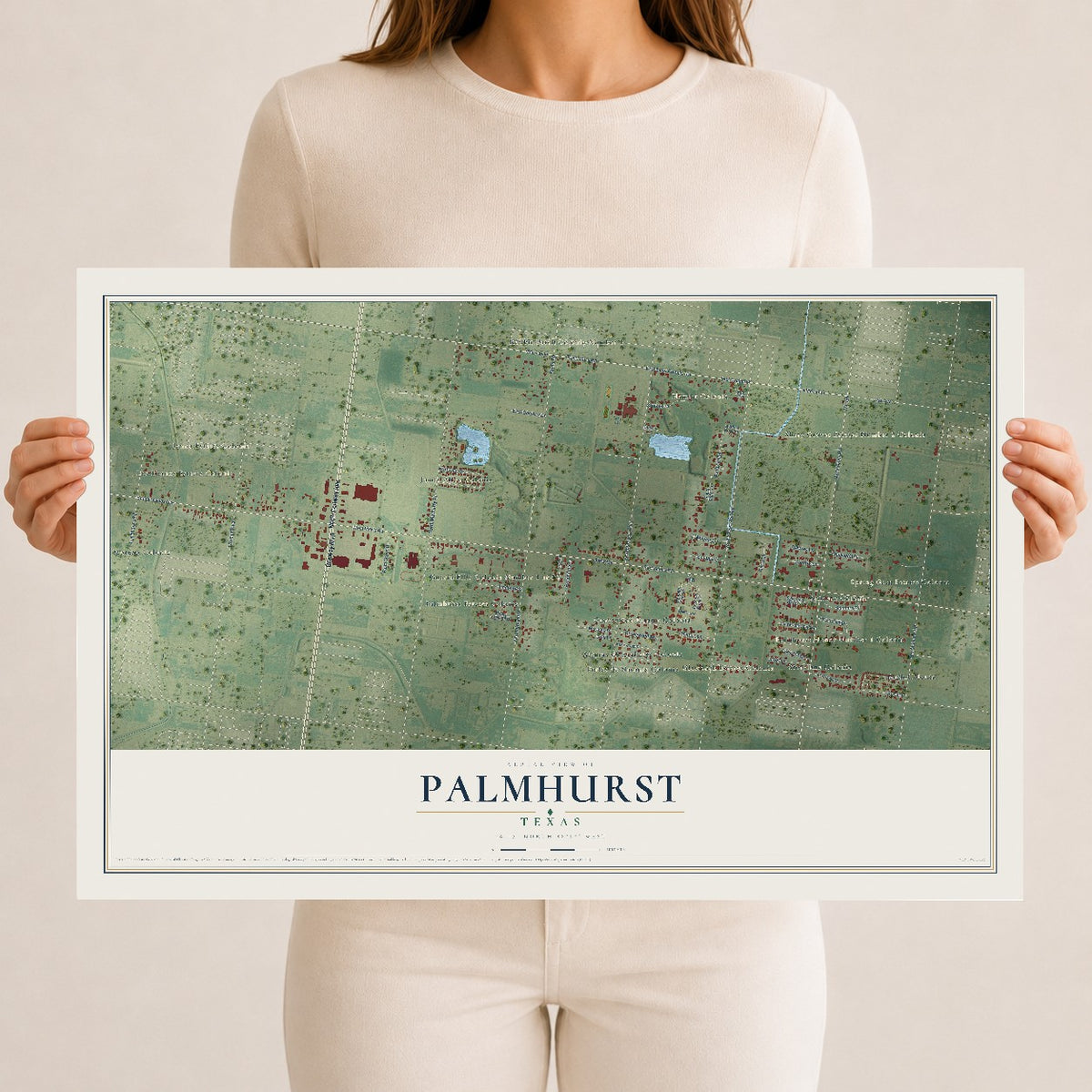 Map of Palmhurst, Texas, 12 x 18 inch unframed archival matte print