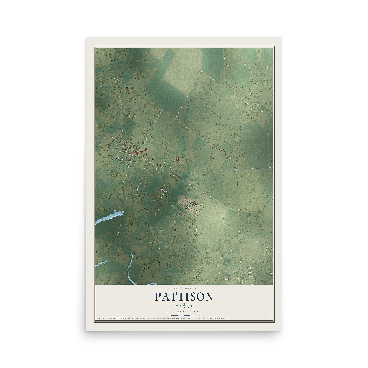 Map of Pattison, Texas, 12 x 18 inch unframed archival matte print
