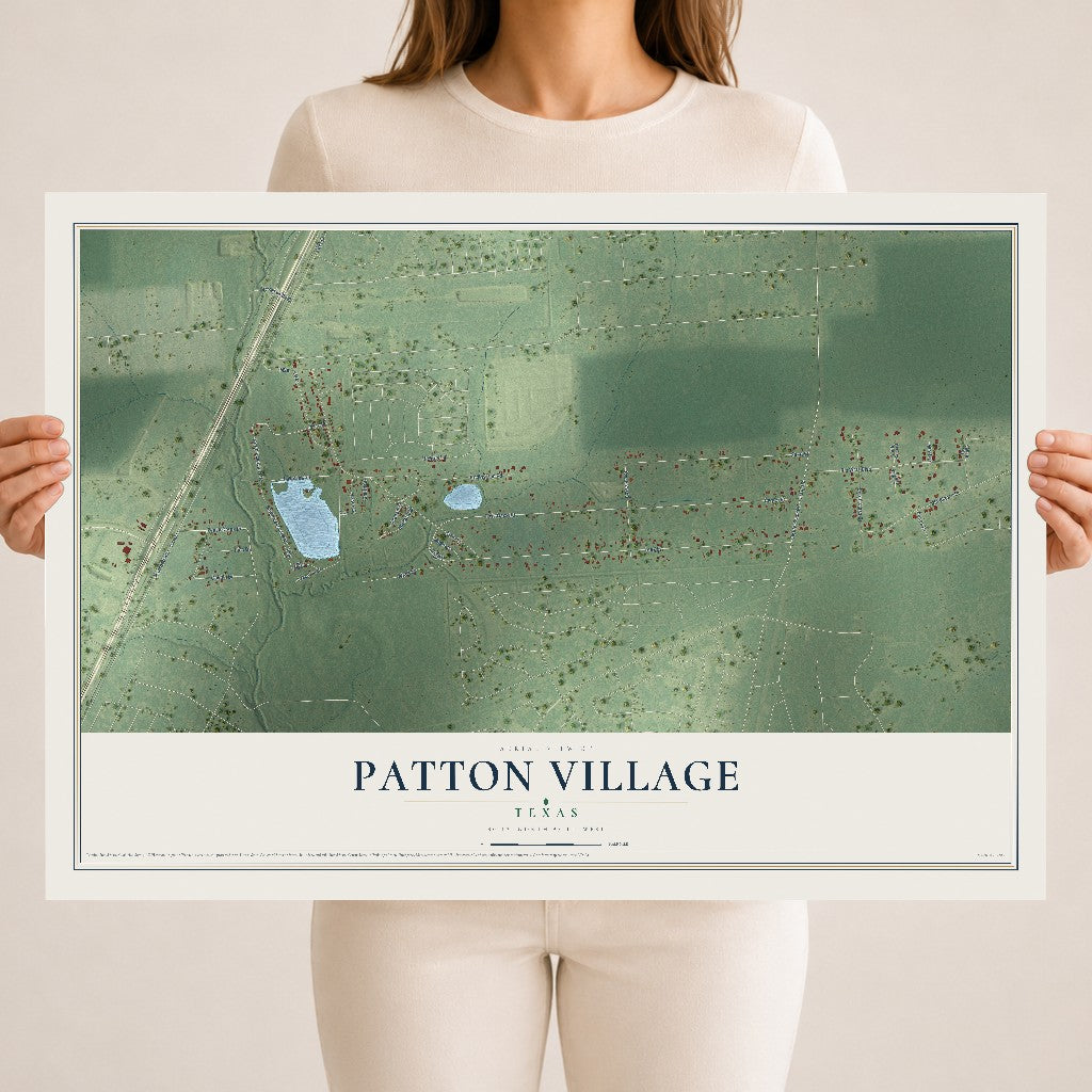 Map of Patton Village, Texas, 18 x 24 inch unframed archival matte print