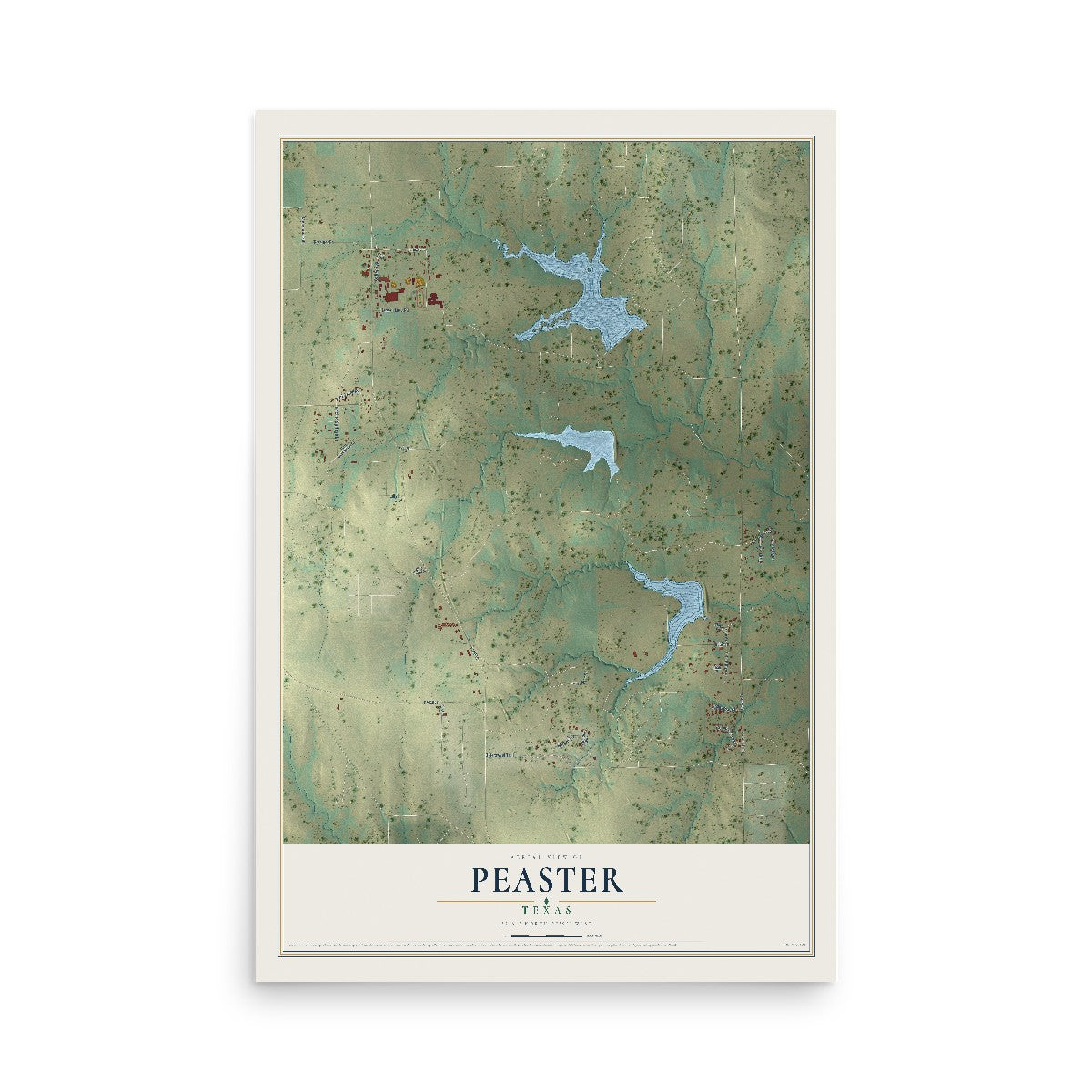 Map of Peaster, Texas, 12 x 18 inch unframed archival matte print