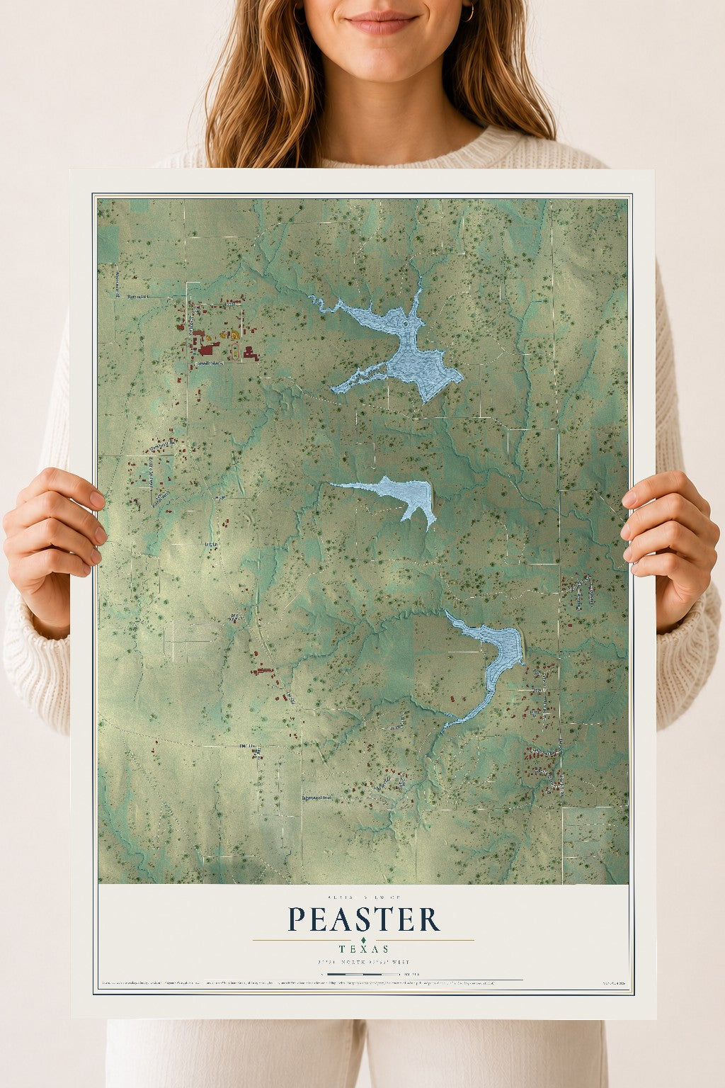 Map of Peaster, Texas, 18 x 24 inch unframed archival matte print