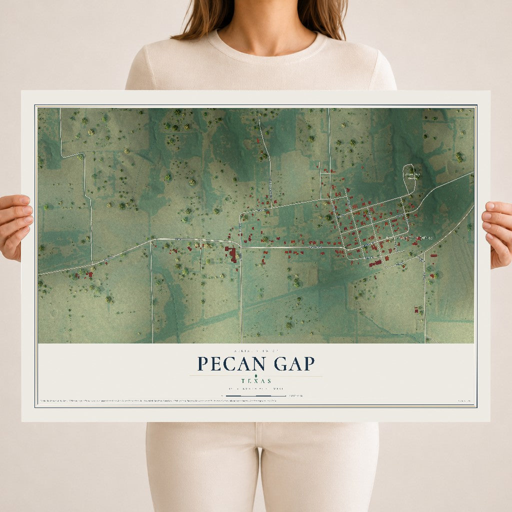 Map of Pecan Gap, Texas, 18 x 24 inch unframed archival matte print