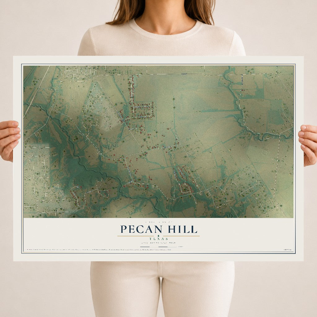 Map of Pecan Hill, Texas, 18 x 24 inch unframed archival matte print