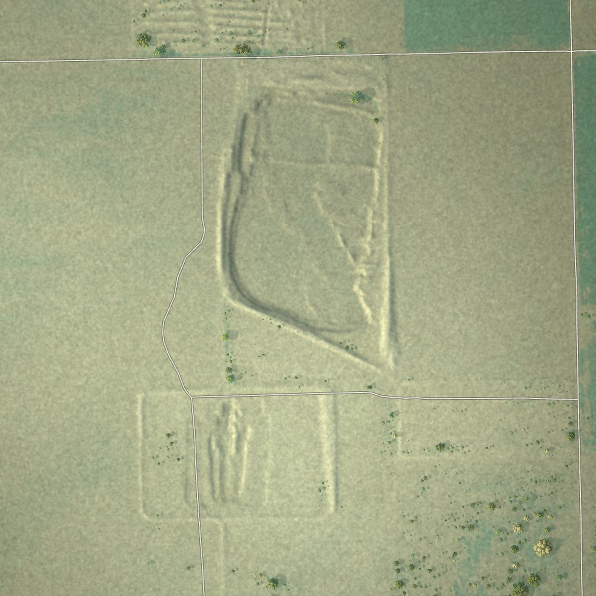 Close-up of the map of Petronila, Texas print showing street and building detail
