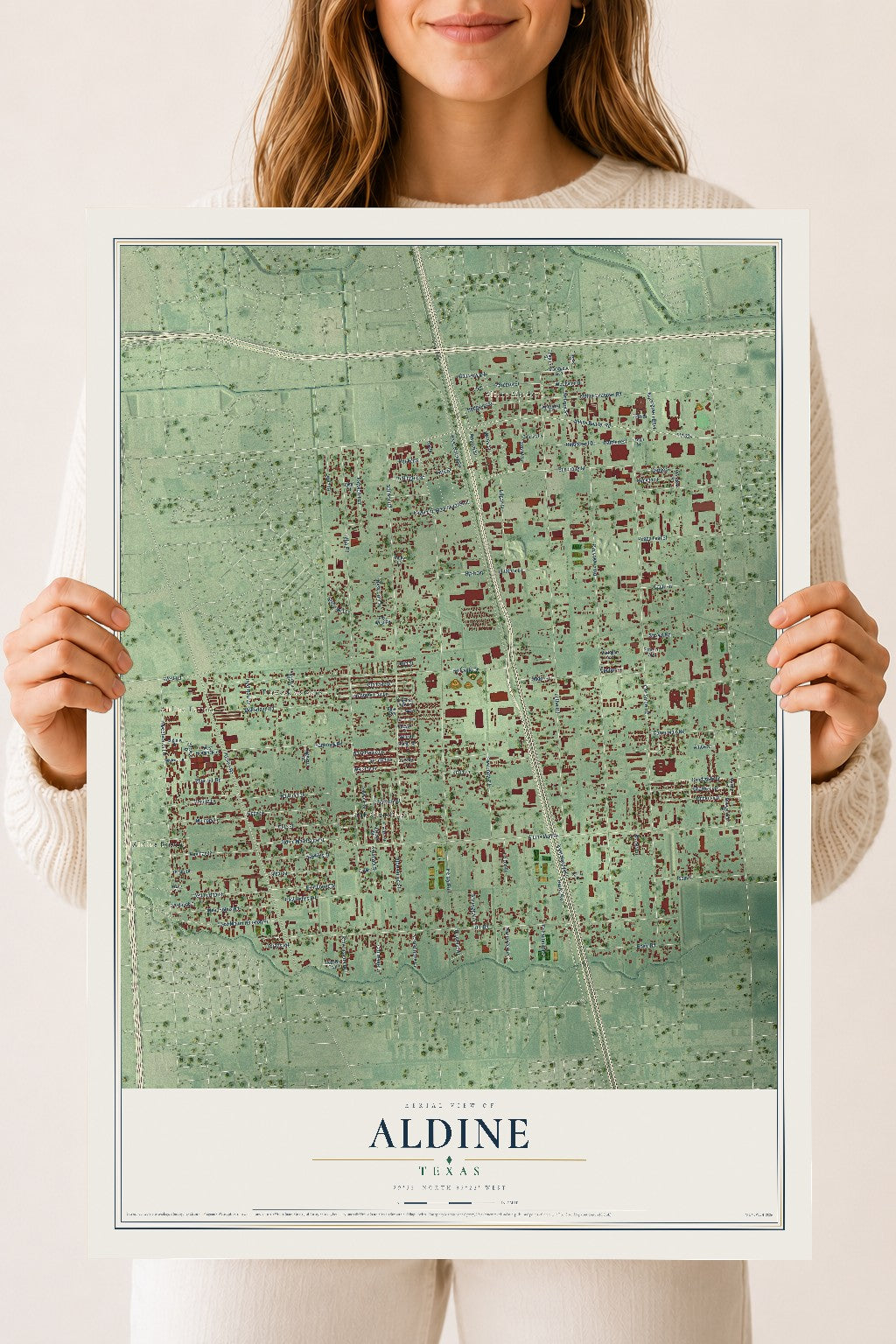 Map of Aldine, Texas, 18 x 24 inch unframed archival matte print