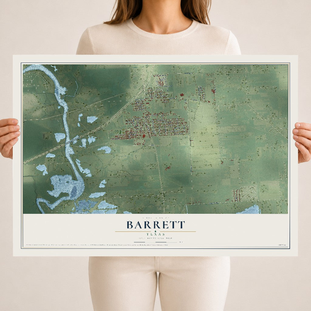 Map of Barrett, Texas, 18 x 24 inch unframed archival matte print