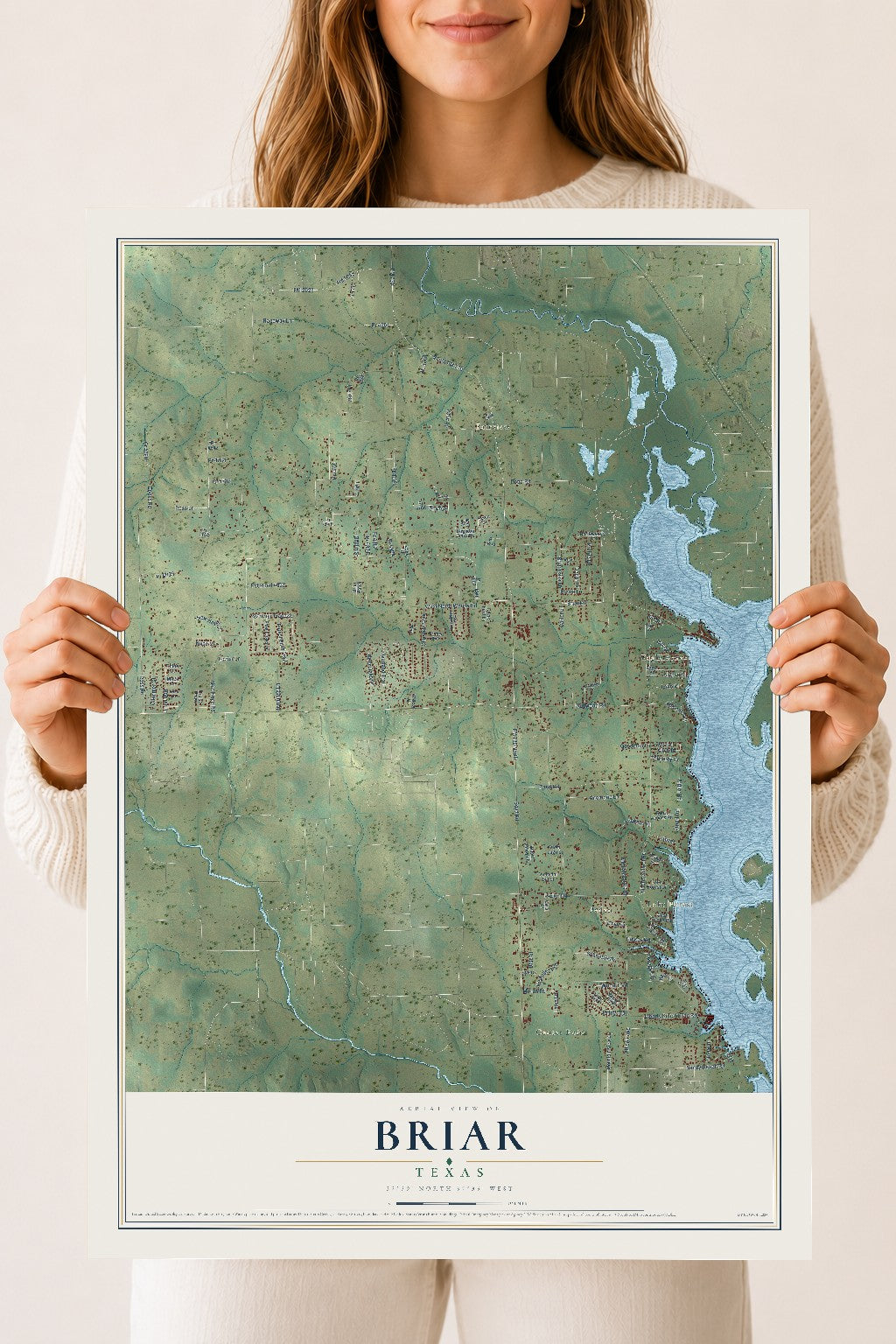 Map of Briar, Texas, 18 x 24 inch unframed archival matte print