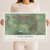 Map of Four Corners, Texas, 12 x 18 inch unframed archival matte print