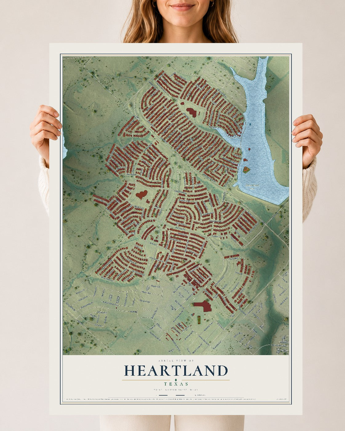 Map of Heartland, Texas, 24 x 36 inch unframed archival matte print