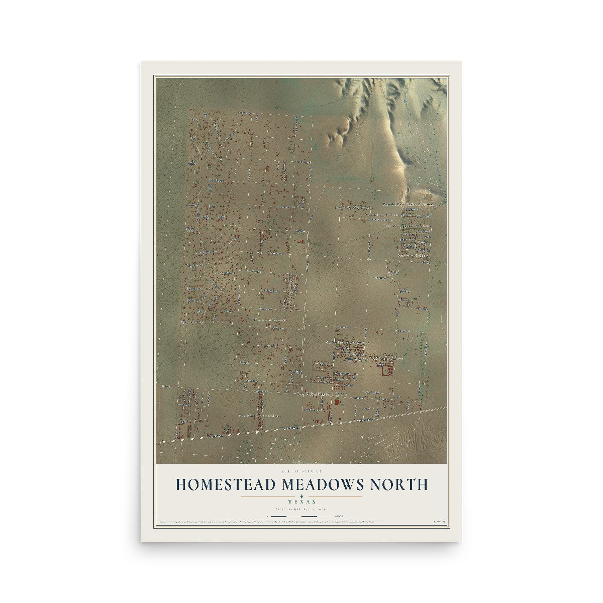 Map of Homestead Meadows North, Texas, 12 x 18 inch unframed archival matte print