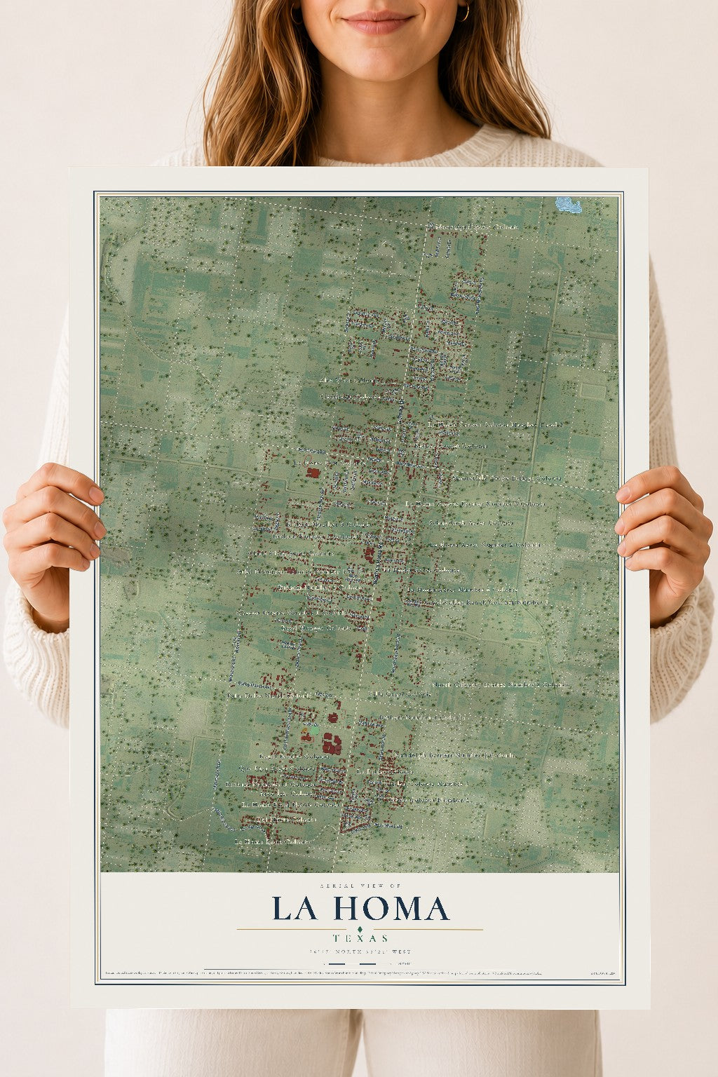 Map of La Homa, Texas, 18 x 24 inch unframed archival matte print