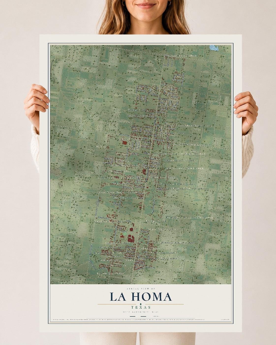 Map of La Homa, Texas, 24 x 36 inch unframed archival matte print