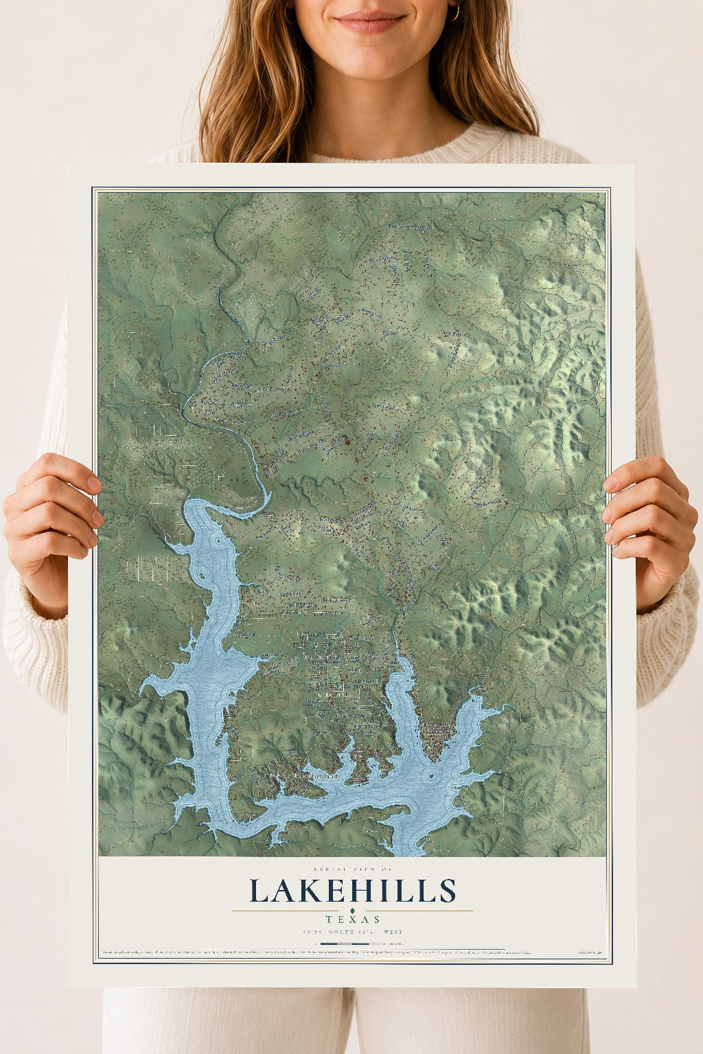 Map of Lakehills, Texas, 18 x 24 inch unframed archival matte print