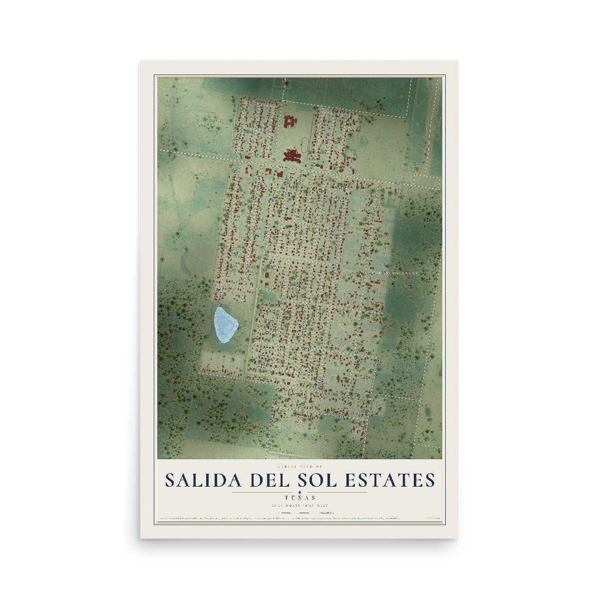 Map of Salida del Sol Estates, Texas, 12 x 18 inch unframed archival matte print
