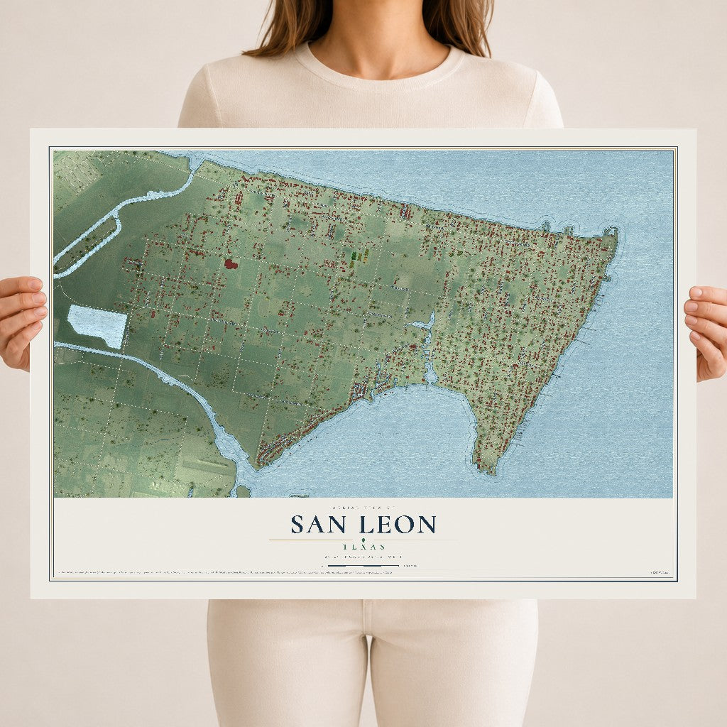 Map of San Leon, Texas, 18 x 24 inch unframed archival matte print