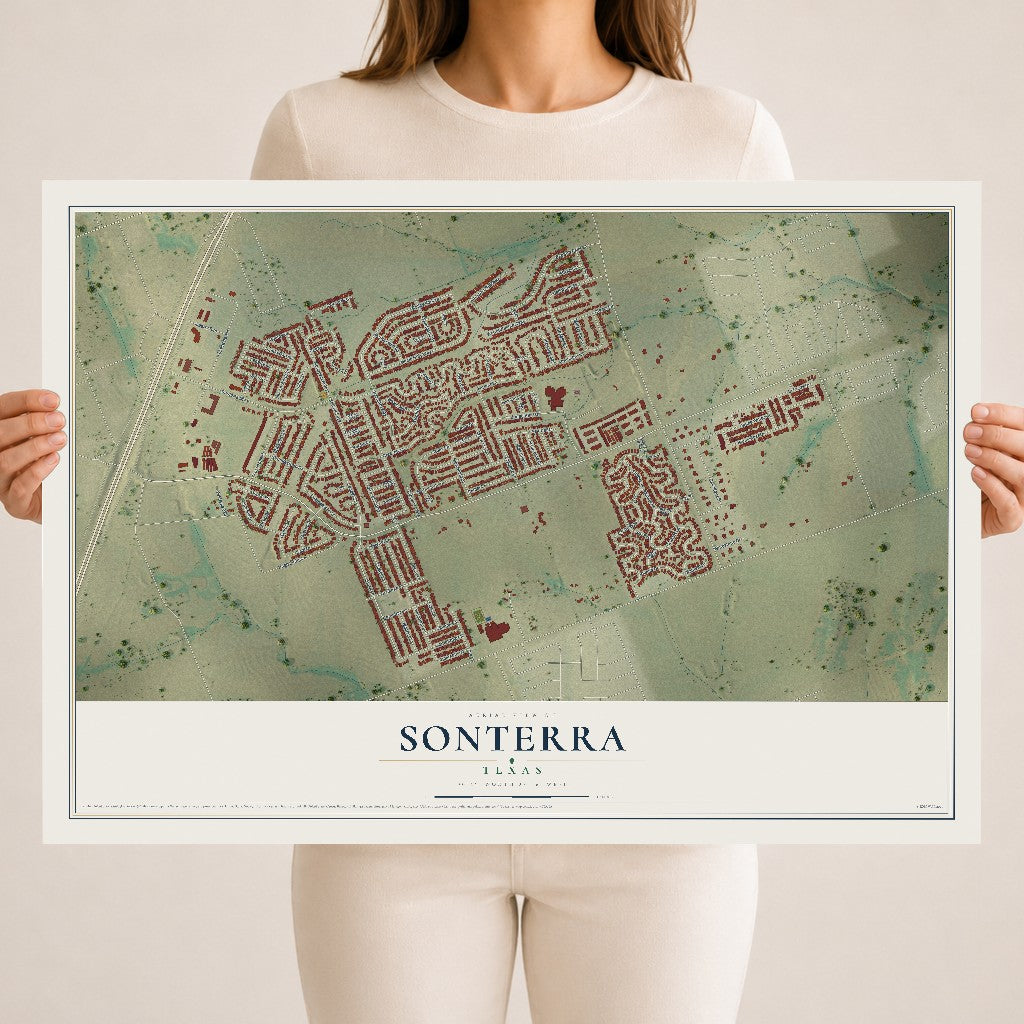 Map of Sonterra, Texas, 18 x 24 inch unframed archival matte print