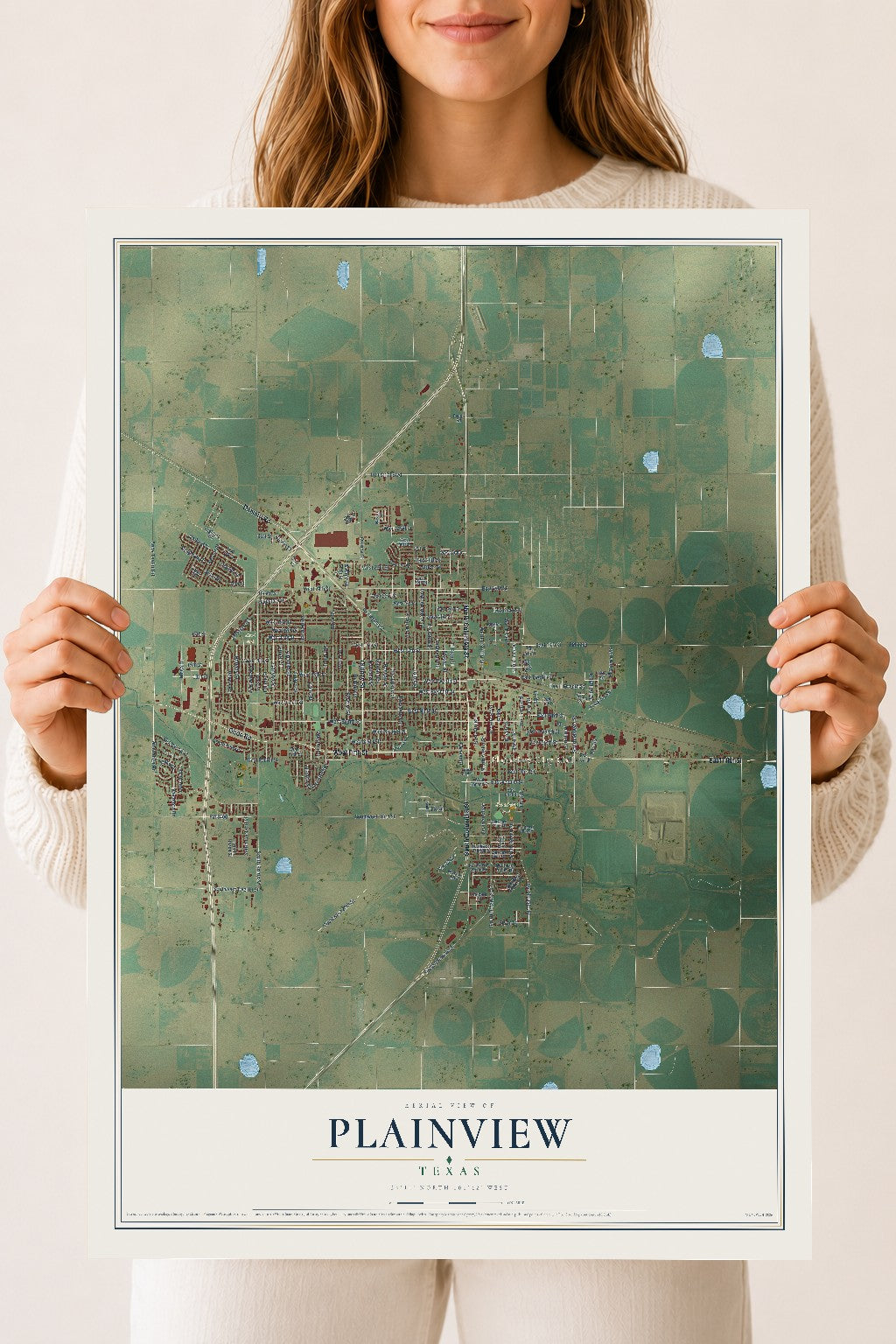 Map of Plainview, Texas, 18 x 24 inch unframed archival matte print
