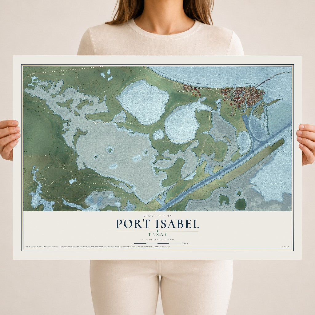 Map of Port Isabel, Texas, 18 x 24 inch unframed archival matte print